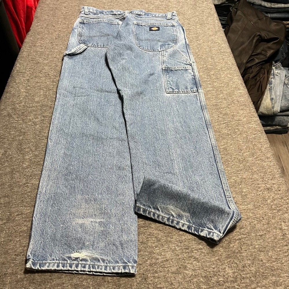 Dickies Mens Light Wash Carpenter Jeans Denim Workwear Pants 30x32 1993SNB